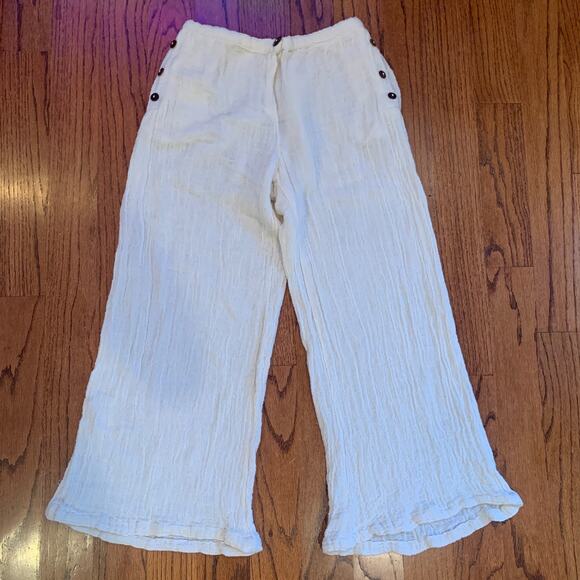 Jen's Pirate Booty Wide Leg Cotton Pants | Cream | Size XS - Picture 1 of 13